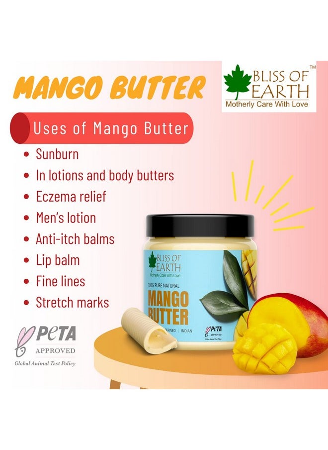 BLISS OF EARTH - Shea Butter + Mango Butter Great For Skin & And Hair Care Stretch Mark Skin Smoothing Moisturizer Diy Products 100Gm Each - Image 1