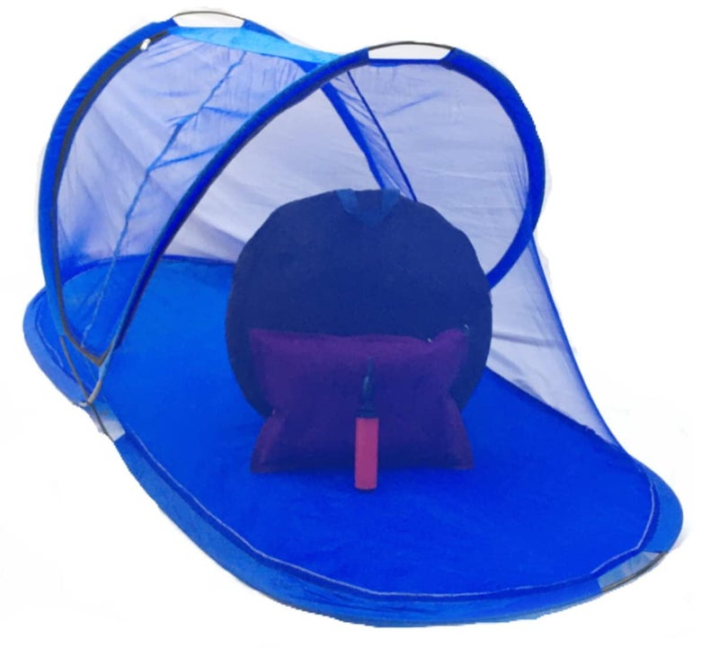 DIVAYANSHI Mosquito Net for Single Bed | Foldable Machardani | Polyester Strong 30GSM mesh | PVC Coated Corrosion Resistant Steel Wire - Blue - Image 5