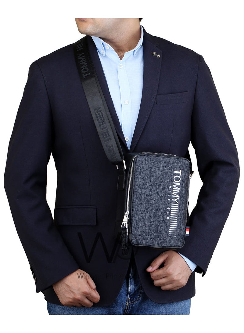 Tommy Hilfiger Plus Tommy Hilfiger Leather Crossbody Messenger Black Bag For Men - Image 2