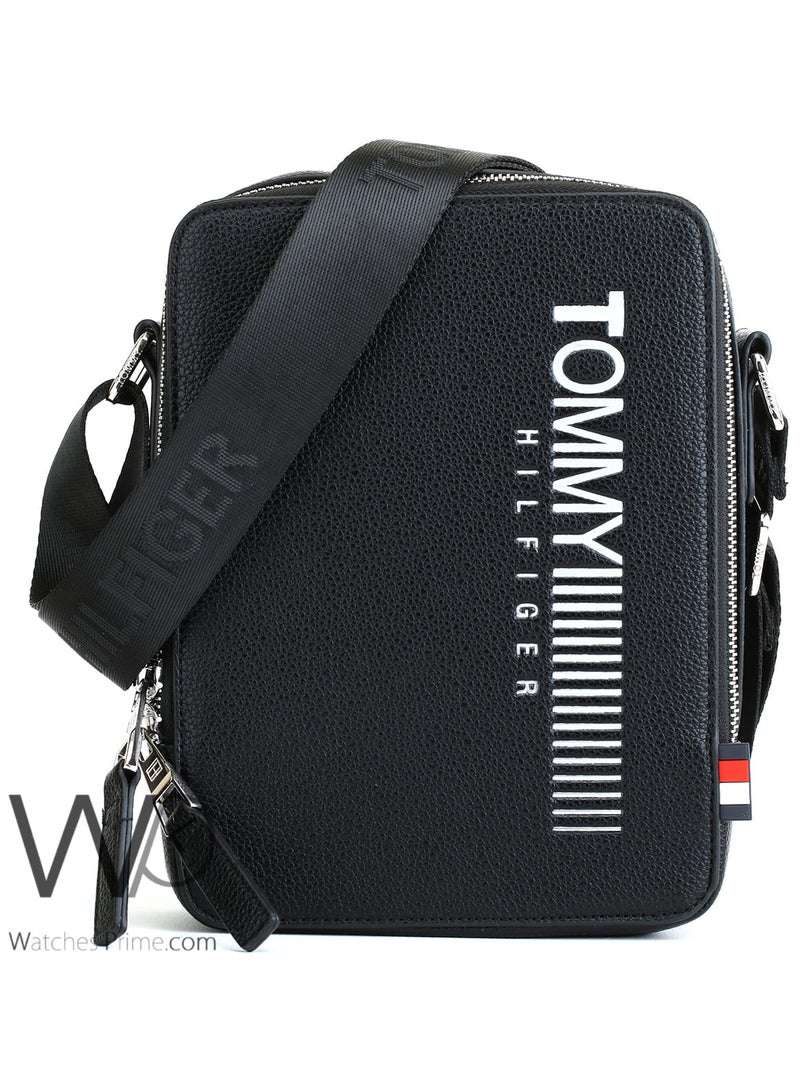 Tommy Hilfiger Plus Tommy Hilfiger Leather Crossbody Messenger Black Bag For Men - Image 1