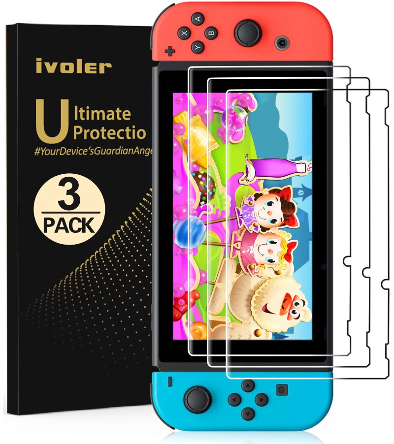 ivoler [3 Pack] Screen Protector Tempered Glass for Nintendo Switch, iVoler Transparent HD Clear Anti-Scratch Screen Protector Compatible Nintendo Switch - Image 1