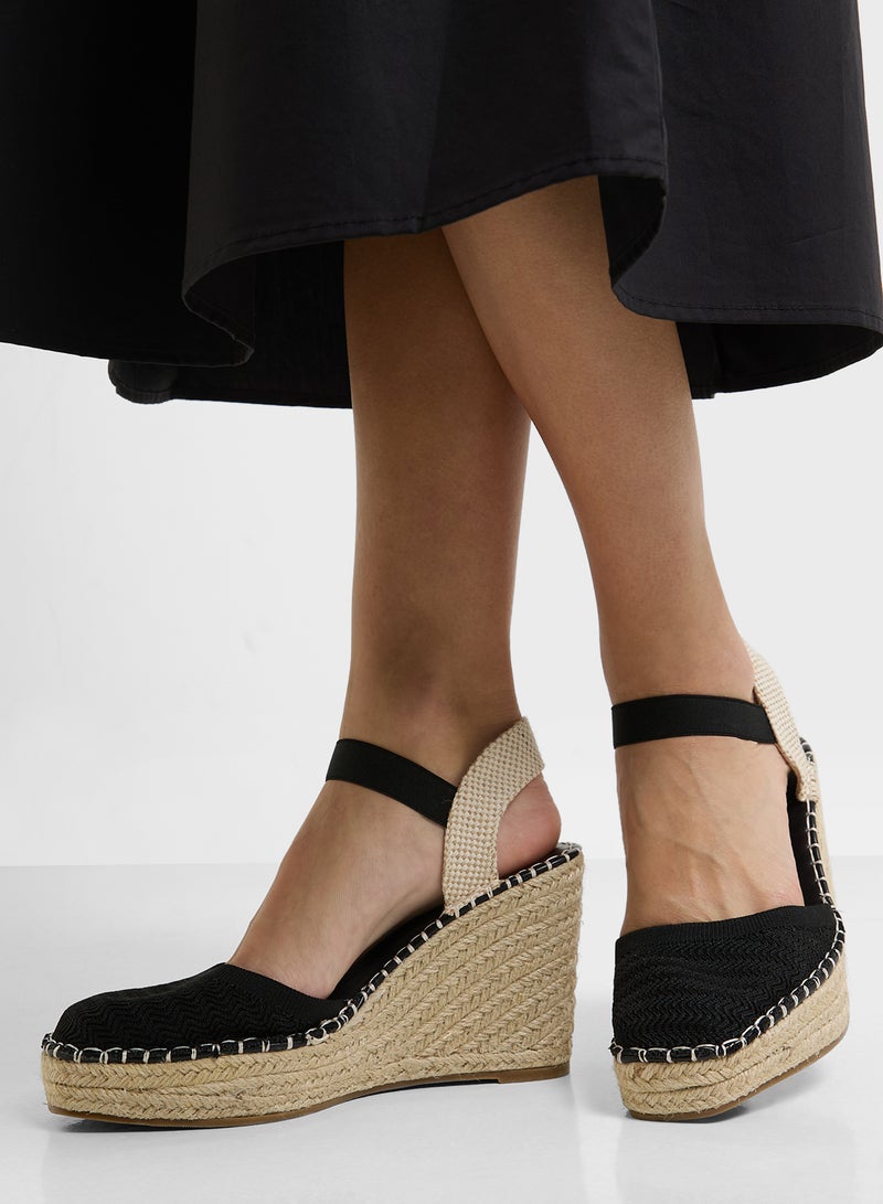 Savannah Collection High Heel Classic Espradille Wedge  - Image 5