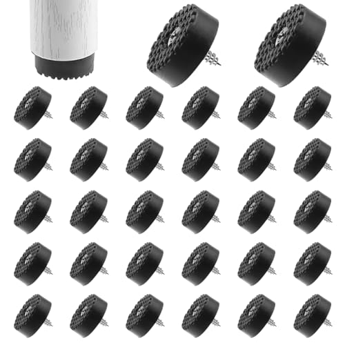 Serplex® Screw On Rubber Feet For Furniture, 32pcs Anti Slip Floor Protector With Heavy Duty Screw Feet & Furniture Pad For Hardwood Floor, Rubber Bumper Screw-In Floor Protectors, 3cm Dia Version Kit - Image 1