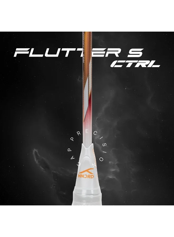 HUNDRED Flutter S Ctrl Carbon Fibre Unstrung Badminton Racket With Full Racket Cover For Intermediate Players (80G, Maximum String Tension - 32Lbs)
