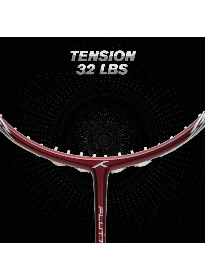 HUNDRED Flutter S Ctrl Carbon Fibre Unstrung Badminton Racket With Full Racket Cover For Intermediate Players (80G, Maximum String Tension - 32Lbs)
