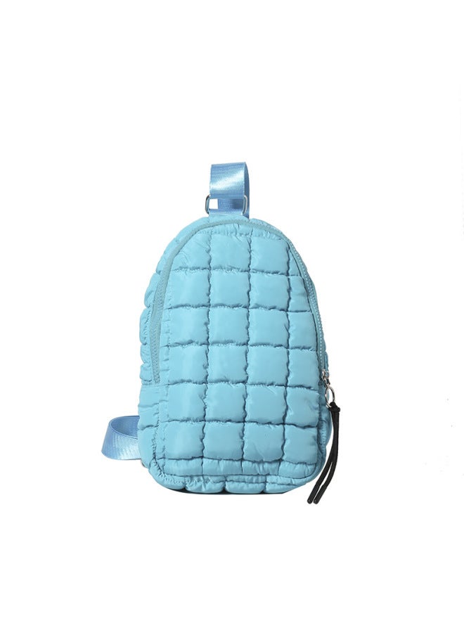 Quilting Car Plaid Cloud Cloth Chest Bag European And American Trend Crossbody Sports Bag Outdoor Riding Large Capacity Chest Bag-Color:sky Blue-Dimensions:32*20*8 - Image 1