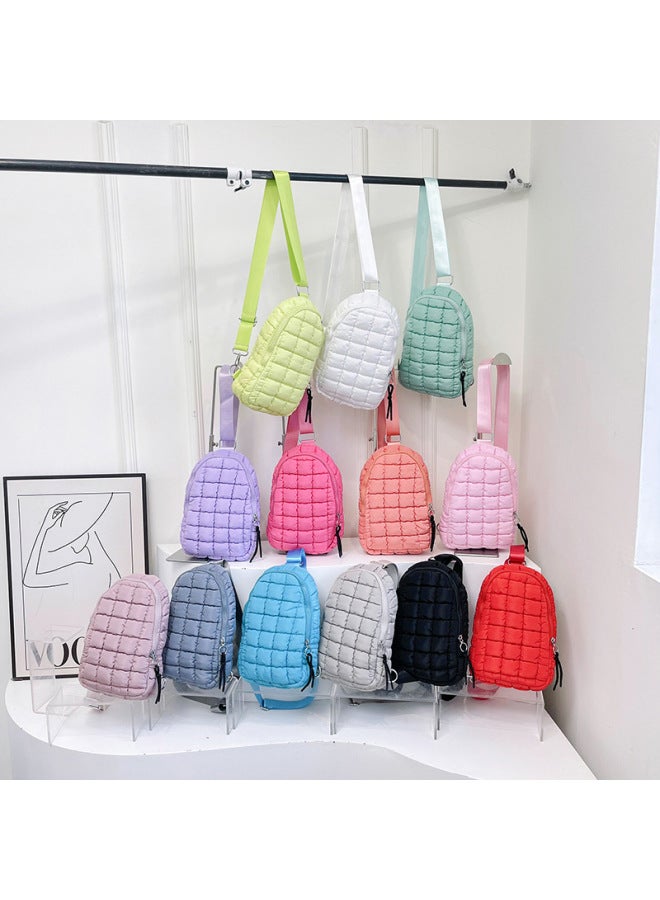 Quilting Car Plaid Cloud Cloth Chest Bag European And American Trend Crossbody Sports Bag Outdoor Riding Large Capacity Chest Bag-Color:sky Blue-Dimensions:32*20*8 - Image 5