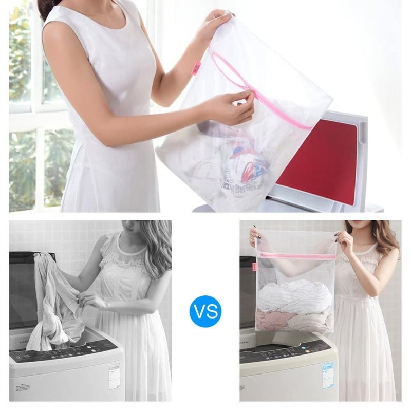 AstonAndia AstonAndia Laundry Bags For Clothes Nat Mesh Bag For Washing Machine Laundry Bag With Zip Clothes Washing Bag Storage Bag 3 Packs White - Image 4