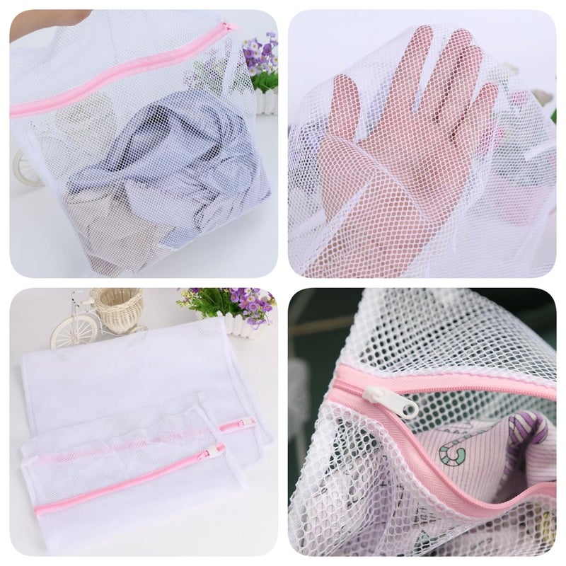 AstonAndia AstonAndia Laundry Bags For Clothes Nat Mesh Bag For Washing Machine Laundry Bag With Zip Clothes Washing Bag Storage Bag 3 Packs White - Image 2