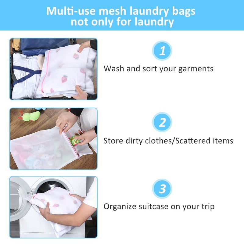 AstonAndia AstonAndia Laundry Bags For Clothes Nat Mesh Bag For Washing Machine Laundry Bag With Zip Clothes Washing Bag Storage Bag 3 Packs White - Image 5