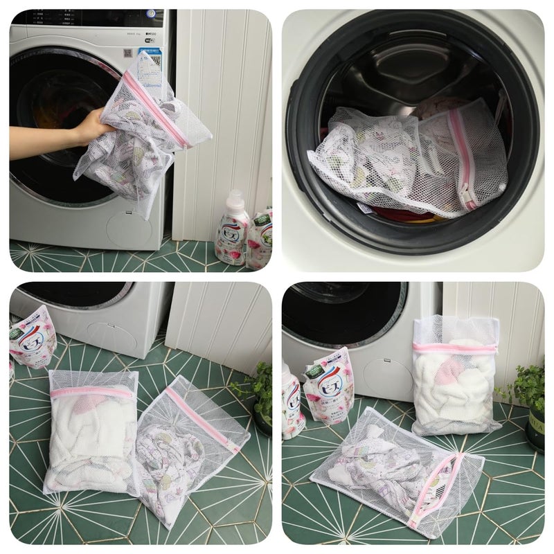 AstonAndia AstonAndia Laundry Bags For Clothes Nat Mesh Bag For Washing Machine Laundry Bag With Zip Clothes Washing Bag Storage Bag 3 Packs White - Image 3