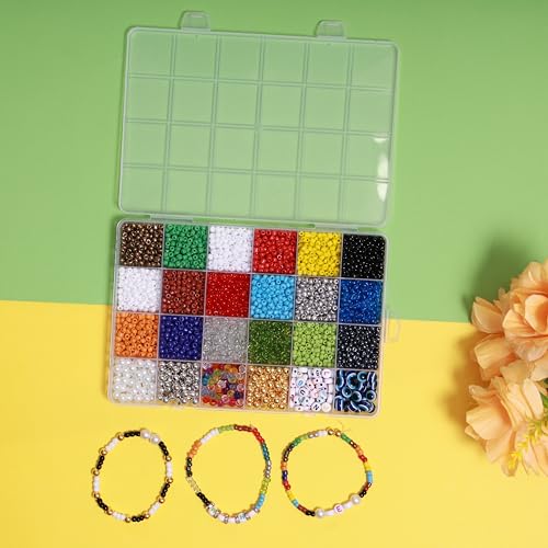 ambitieux Bracelet Making Kit with 2900+ Pcs – Seed Beads, Evil Eye, Alphabet, Metallic, Tools & Pouch for Girls DIY Jewelry Craft Birthday Gift for Girls 2 3 4 5 6 7 8 9 Years - Image 2