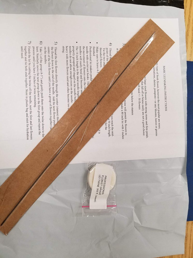 SFC Lei Needle Kit Brown 14 Inch Steel with Eyelet No Hook Includes 150 Ft Lei Twine Instructions