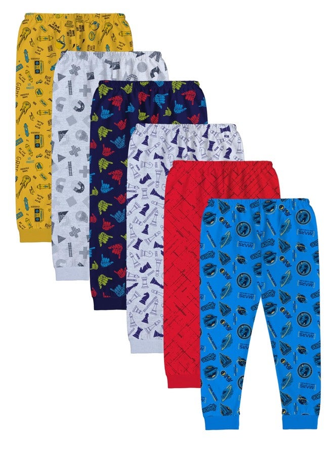 minicult Baby Boys & Baby Girls Regular Fit Pyjama Pants (PANTS_001_5T6 YEARS_P6_Multicolored_5-6 Years), Mid Rise - Image 1