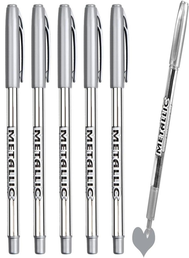 Faded Baoke 1.5mm Metallic Paint Pens Set | 6 Colors for Signatures, Card Writing, DIY Crafts, Photo Albums & Scrapbooking Projects (Silver) - Image 1