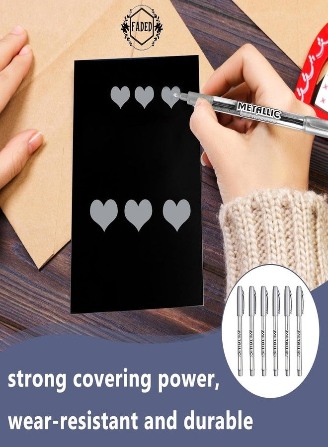 Faded Baoke 1.5mm Metallic Paint Pens Set | 6 Colors for Signatures, Card Writing, DIY Crafts, Photo Albums & Scrapbooking Projects (Silver) - Image 5