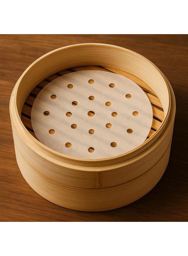 BYKITCHEN Air Fryer Perforated Parchment Paper, Set of 100, 8 inch Air Fryer Liner/Bamboo Steamer Paper/Perforated Parchment Paper for Air Fryer, Steaming Basket and More (6/7/9/10 Inch Available) - Image 3