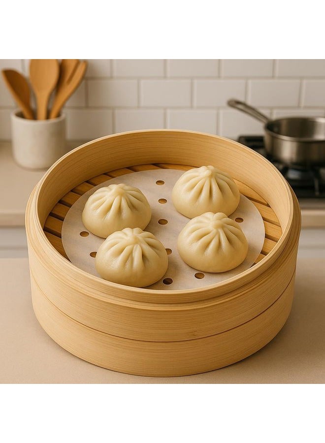 BYKITCHEN Air Fryer Perforated Parchment Paper, Set of 100, 8 inch Air Fryer Liner/Bamboo Steamer Paper/Perforated Parchment Paper for Air Fryer, Steaming Basket and More (6/7/9/10 Inch Available) - Image 4