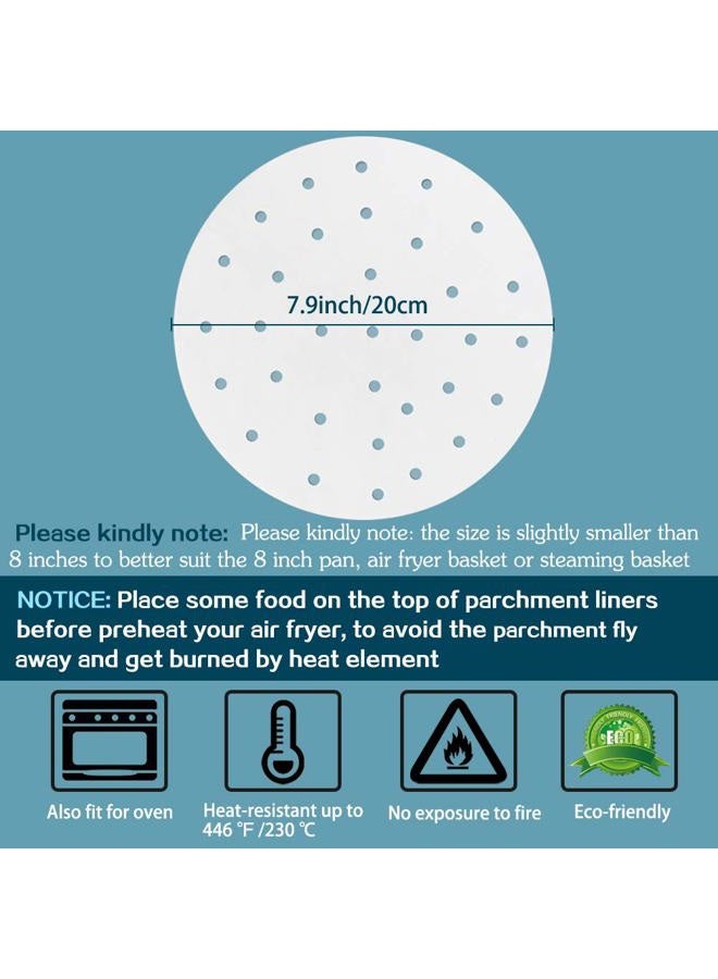 BYKITCHEN Air Fryer Perforated Parchment Paper, Set of 100, 8 inch Air Fryer Liner/Bamboo Steamer Paper/Perforated Parchment Paper for Air Fryer, Steaming Basket and More (6/7/9/10 Inch Available) - Image 5