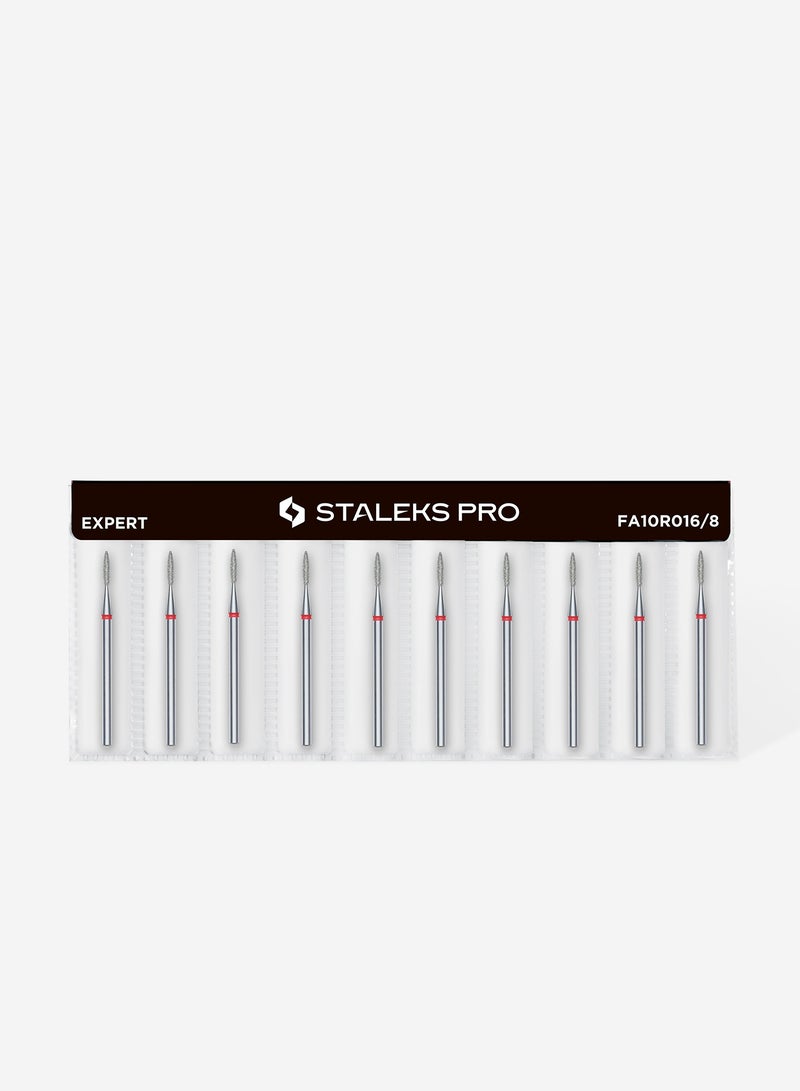 STALEKS PRO Diamond nail drill bit pointed flame red EXPERT head diameter 1,6 mm working part 8 mm - Image 3