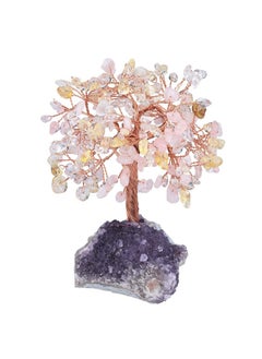 mookaitedecor mookaitedecor Natural Rose Quartz & Rock Crystal & Citrine Crystal Tree with Amethyst Cluster Base Money Tree Figurines Feng Shui Desk Decoration, Meditation Table Altar Decor, 4.5-6 Inches  - Image 2