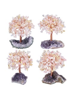 mookaitedecor mookaitedecor Natural Rose Quartz & Rock Crystal & Citrine Crystal Tree with Amethyst Cluster Base Money Tree Figurines Feng Shui Desk Decoration, Meditation Table Altar Decor, 4.5-6 Inches  - Image 4