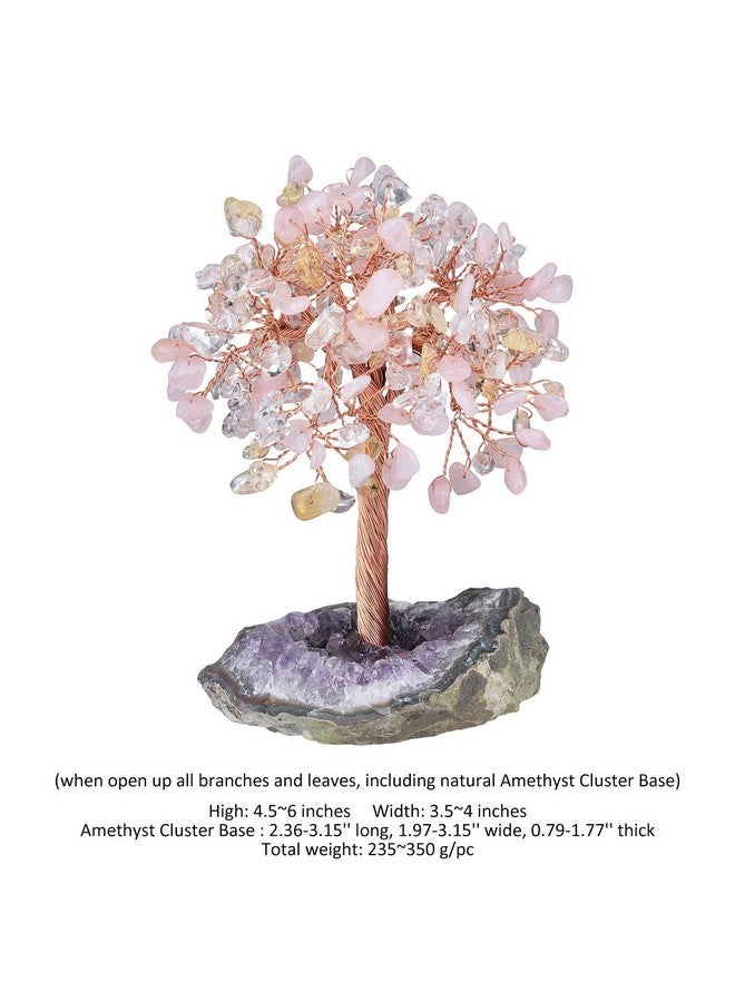 mookaitedecor mookaitedecor Natural Rose Quartz & Rock Crystal & Citrine Crystal Tree with Amethyst Cluster Base Money Tree Figurines Feng Shui Desk Decoration, Meditation Table Altar Decor, 4.5-6 Inches  - Image 3