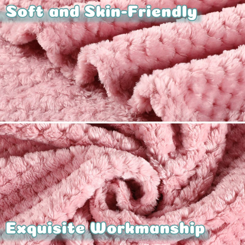 Reginary 4 Pack Fuzzy Blanket 30 x 40'' Waffle Flannel Baby Throw Blankets Warm Nursery & Crib Blankets for Girl & Boy Newborn Infant(Light Blue, Pink, Beige, Gray) - Image 3
