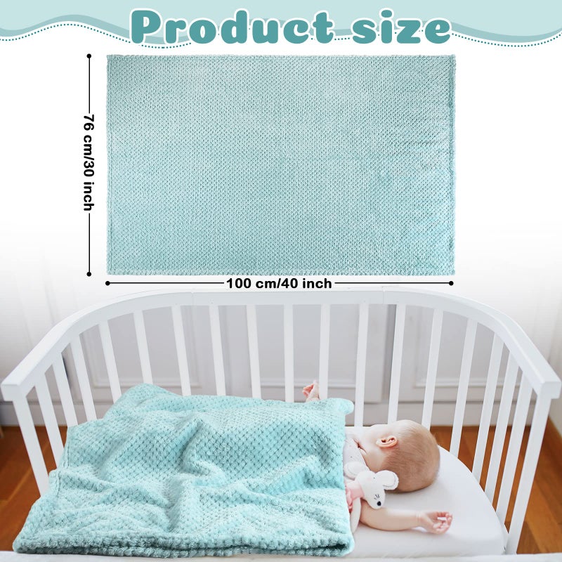Reginary 4 Pack Fuzzy Blanket 30 x 40'' Waffle Flannel Baby Throw Blankets Warm Nursery & Crib Blankets for Girl & Boy Newborn Infant(Light Blue, Pink, Beige, Gray) - Image 2