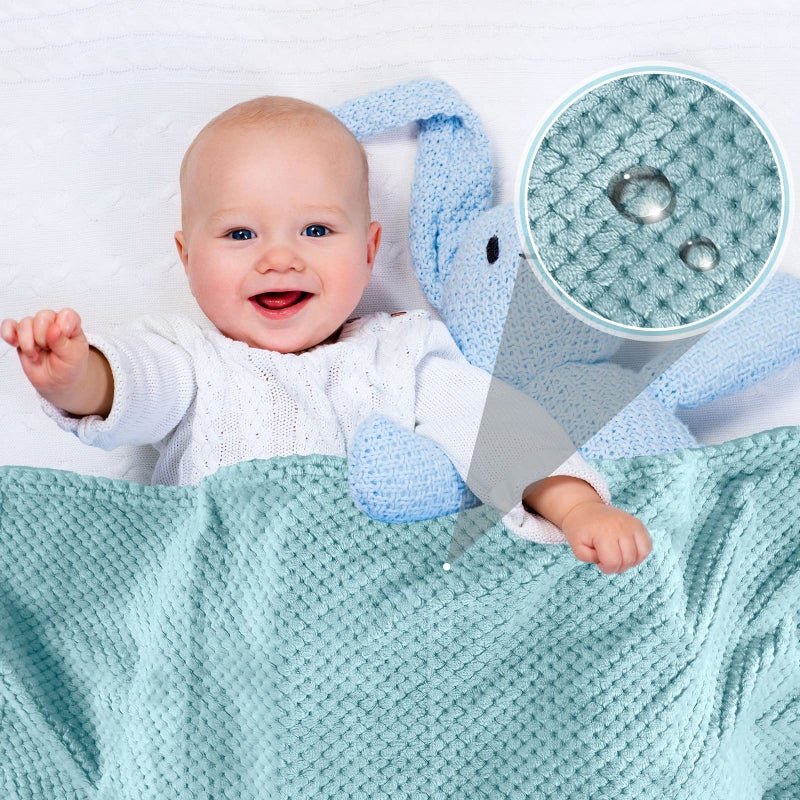 Reginary 4 Pack Fuzzy Blanket 30 x 40'' Waffle Flannel Baby Throw Blankets Warm Nursery & Crib Blankets for Girl & Boy Newborn Infant(Light Blue, Pink, Beige, Gray) - Image 5