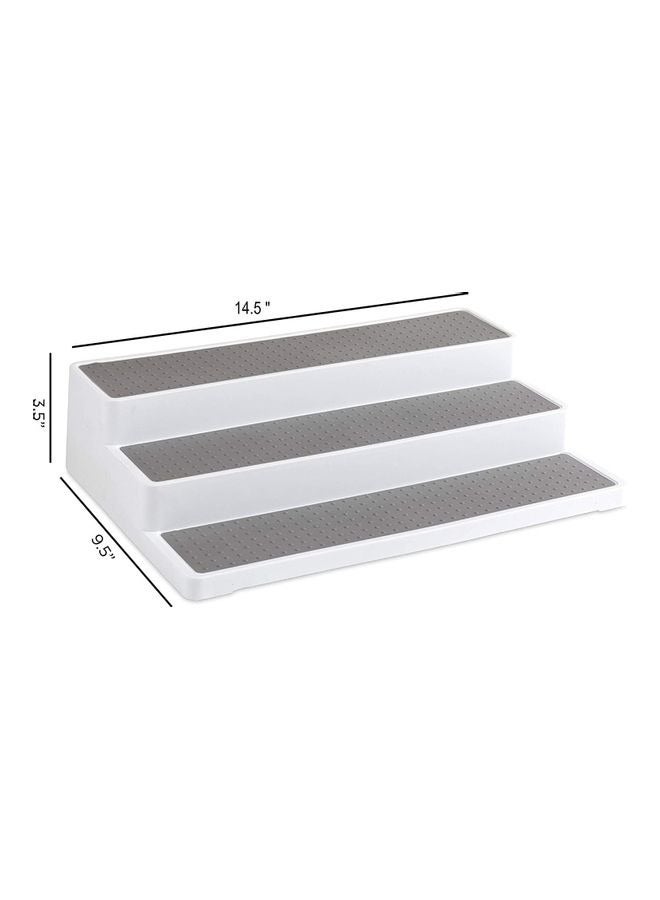 إسكدنيا Kitchen Storage Rack Seasoning Organizer, Step Shelf Rack Retail Table Display Stand Step Shelf Organizer Table Top Display Stand Spice Rack 3 Tier Storage Rack White - Image 4