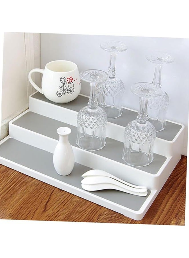 إسكدنيا Kitchen Storage Rack Seasoning Organizer, Step Shelf Rack Retail Table Display Stand Step Shelf Organizer Table Top Display Stand Spice Rack 3 Tier Storage Rack White - Image 2