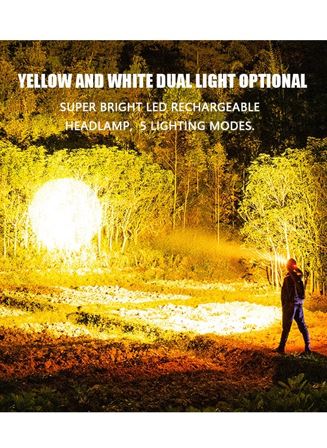 SMILING SHARK - Super Bright LED Rechargeable Headlamp, Zoomable Head lamp with Induction Switch and 5 Lighting Modes, IP6 Outdoors Flashlight Spotlight (Blue) - Image 1