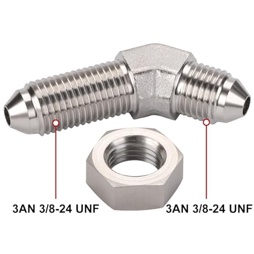 Podavelle 3AN 45 Degree Stainless Steel Bulkhead Brake Hose Fitting Adapter with Nut - Image 3