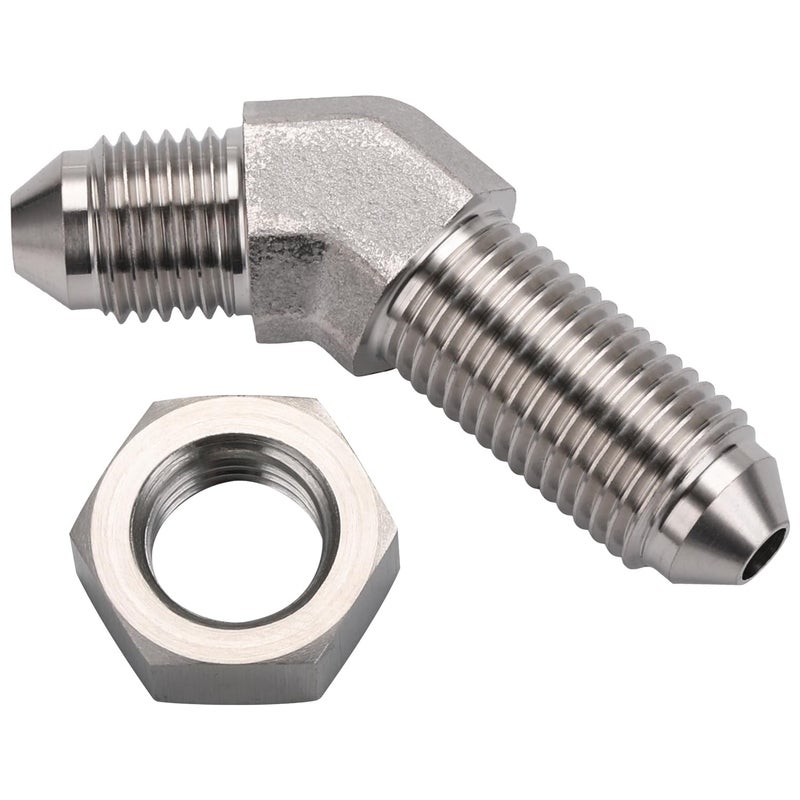 Podavelle 3AN 45 Degree Stainless Steel Bulkhead Brake Hose Fitting Adapter with Nut - Image 2