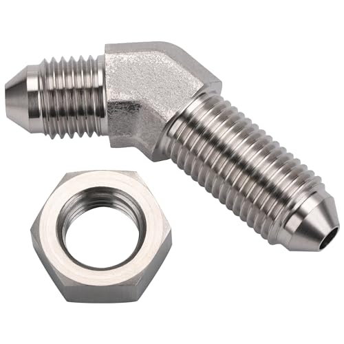 Podavelle 3AN 45 Degree Stainless Steel Bulkhead Brake Hose Fitting Adapter with Nut - Image 1