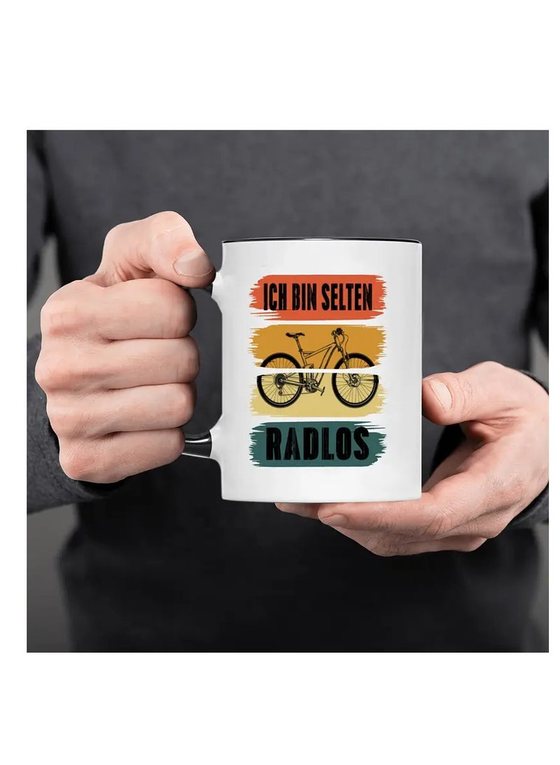 RYN Funny Bicycle-Themed 11oz White Ceramic Coffee Mug - Novelty German Sayings, Perfect for Home & Cafe Use, Ideal Birthday, Party, and Holiday Gift - Image 2