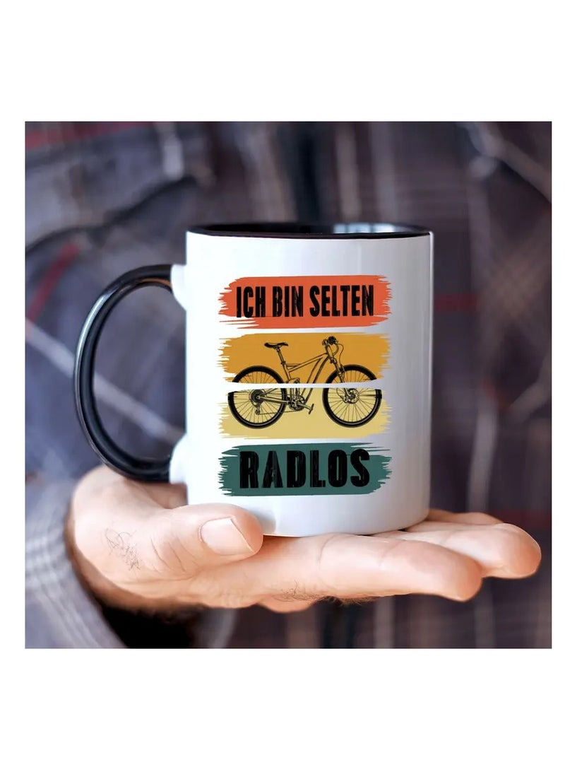 RYN Funny Bicycle-Themed 11oz White Ceramic Coffee Mug - Novelty German Sayings, Perfect for Home & Cafe Use, Ideal Birthday, Party, and Holiday Gift - Image 4