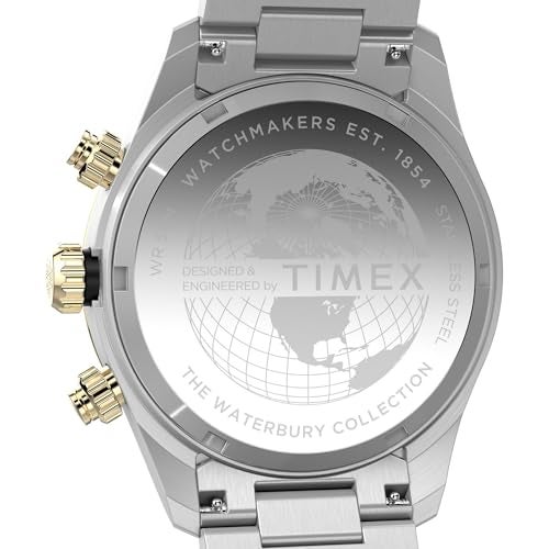 TIMEX Waterbury Heritage Analog Black Round Dial & Silver Stainless Steel Bracelet Band Water Resistant Men's Wrist Watch - TW2Y24000IK - Image 4