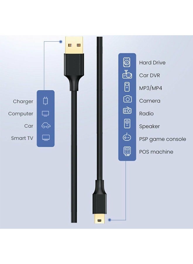 Taimi 10-Piece Mini USB 5Pin to USB 2.0 Male Data Cable for Hard Disk, Camera and Phone-Grey 8mtr  - Image 3