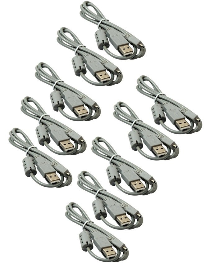 Taimi 10-Piece Mini USB 5Pin to USB 2.0 Male Data Cable for Hard Disk, Camera and Phone-Grey 8mtr  - Image 1