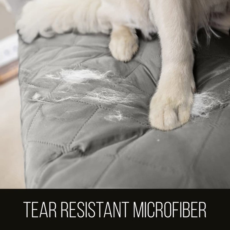 Sofa Shield Sofa Shield Couch Slip Cover with Patented Strap  Cushion Protector  Reversible Stain and Dog Tear Resistant Slipcover  Quilted Microfiber 70  Seat  Washable Covers for Dogs Pets Kids  Light Gray - Image 3