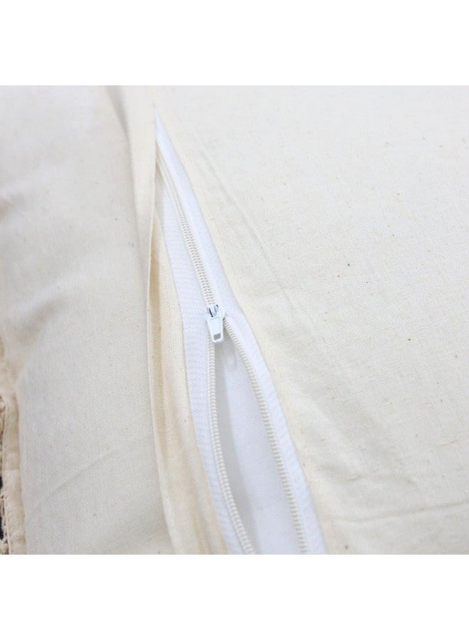 Peepul Tree Handmade Crochet Cotton Cushion Pillow Cover Boho Home Decor Abstract Pattern for Sofa Set Bed Living Room Bedroom with Back Zipper 16 x 16 Inches Off White Color Pack of 2 - Image 5