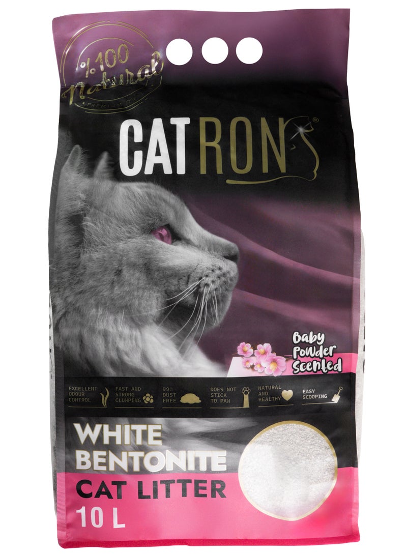 Catron 10L Baby powder Scented, Natural Bentonite Clumping Cat Litter, Made in Turkey Premium Quality, Maximum Odor Control, 99% Dust-Free, Multi cat. - Image 1