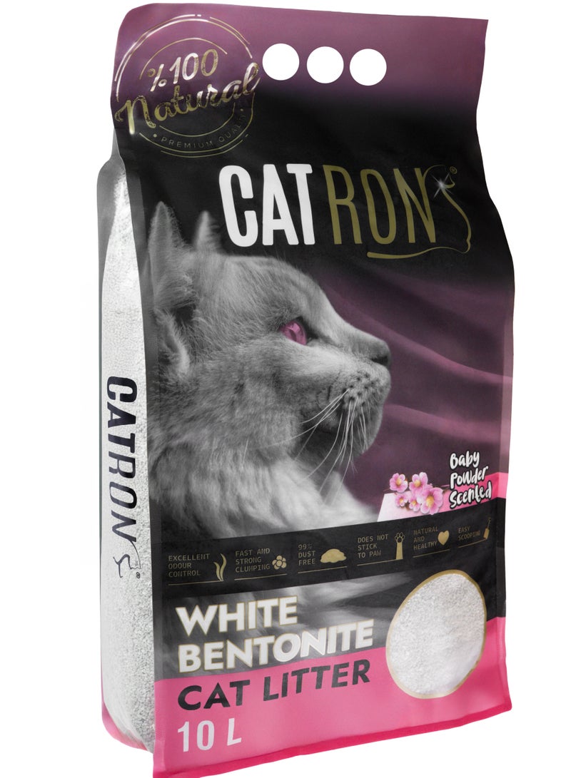 Catron 10L Baby powder Scented, Natural Bentonite Clumping Cat Litter, Made in Turkey Premium Quality, Maximum Odor Control, 99% Dust-Free, Multi cat. - Image 2