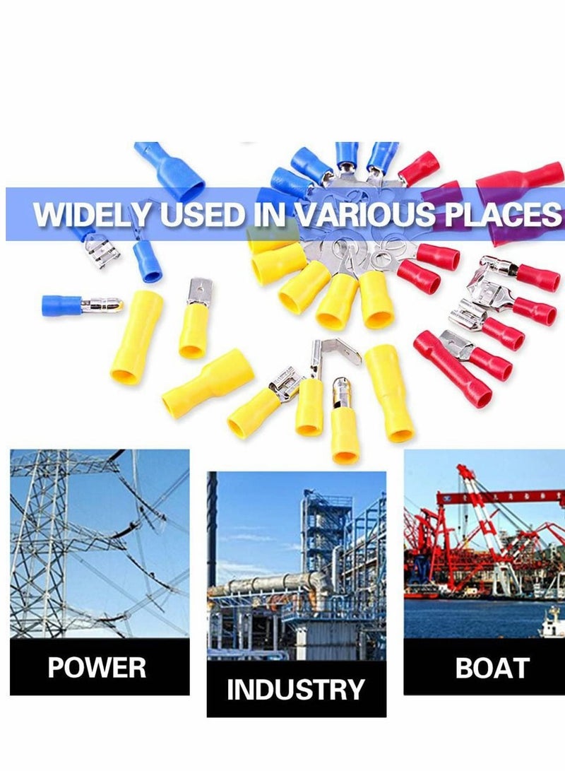 Nylon Spade Quick Disconnect Connectors Kit, 280pcs/set 2.8mm /4.8mm/6.3mm Male/Female Insulated Terminals Crimp Wire Connector - Image 2