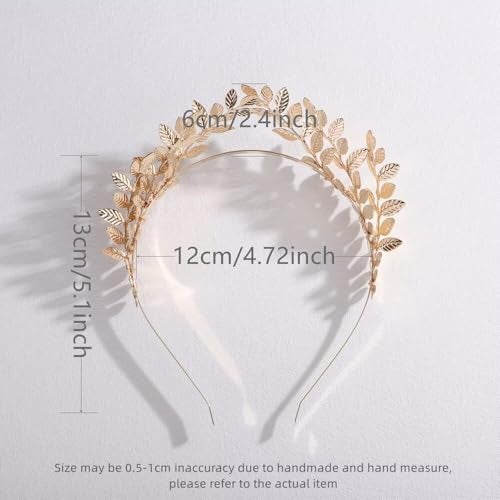 Chmier Bridal Headband Leaf Vine Headband Leaf Crown Leaf Tiara Wedding Headpiece Bridesmaid Prom Festival Hair Accessories for Women(Gold) - Image 4
