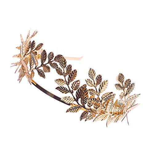Chmier Bridal Headband Leaf Vine Headband Leaf Crown Leaf Tiara Wedding Headpiece Bridesmaid Prom Festival Hair Accessories for Women(Gold) - Image 5