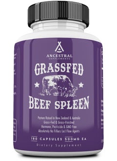 Ancestral Supplements Ancestral Supplements Grass Fed Beef Spleen Supplement, 3000mg Spleen Support Formula Promotes Immune, Iron, and Allergy Health, Non-GMO, 180 Capsules  - Image 1
