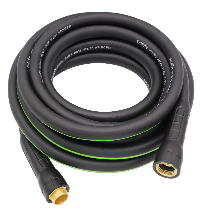 EADUTY Hybrid Garden Hose 5/8 IN. x 25 FT, Heavy Duty, Lightweight, Flexible with Rotatable Grip Handle and Solid Brass Fittings - Image 1